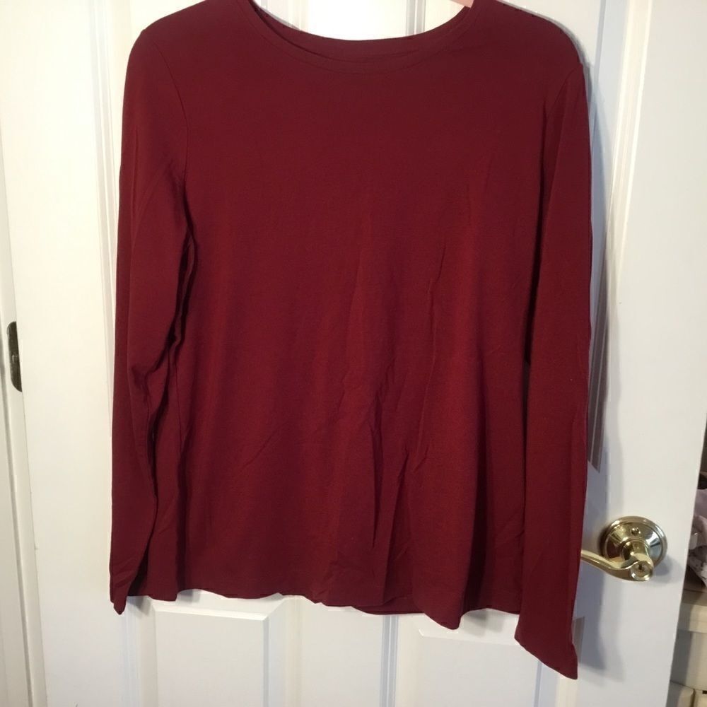 NWOT Lands’ End Wine-Colored L/S Shirt. Sz Large